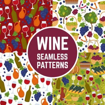 Collection banners wine seamless pattern, vector illustration. Elements for Stockillustratie