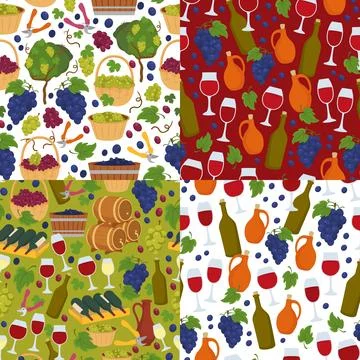 Collection banners wine seamless pattern, vector illustration. Elements for 스톡 일러스트