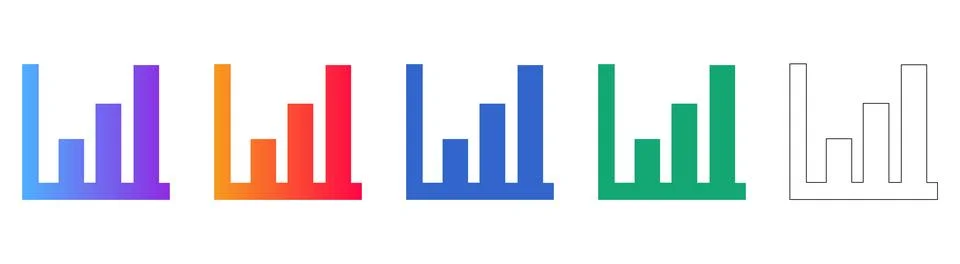 Collection of Bar Graph Icons for Data Analysis Stock Illustration