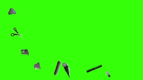 Collection of barber tools and grooming accessories on a green screen background Stock Footage 340888952