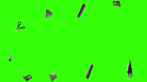 Collection of barber tools and grooming accessories on a green screen background Stock Footage 340888960