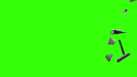 Collection of barber tools and grooming accessories on a green screen background Stock Footage 340888963