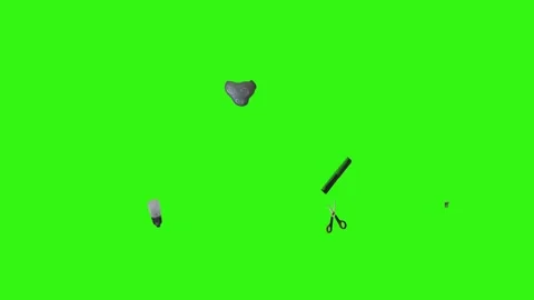 Collection of barber tools and grooming accessories on a green screen background Stock Footage 340888979