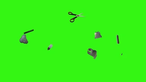 Collection of barber tools and grooming accessories on a green screen background Stock Footage 340888983