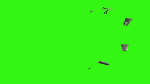 Collection of barber tools and grooming accessories on a green screen background Stock Footage 340888990