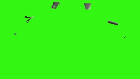 Collection of barber tools and grooming accessories on a green screen background Stock Footage 340888995