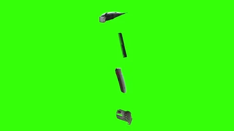 Collection of barber tools and grooming accessories on a green screen background Stock Footage 340889013