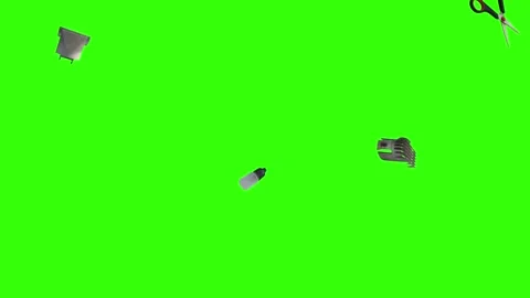 Collection of barber tools and grooming accessories on a green screen background Stock Footage 340889014
