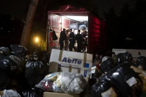 Collection of basic necessities for the Ukrainian population in Rome, Italy - 02 Stock Photos