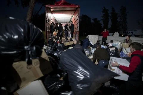 Collection of basic necessities for the Ukrainian population in Rome, Italy - 02 Stock Photos