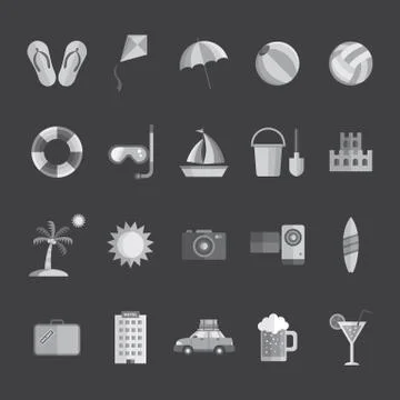 Collection of beach icons 스톡 일러스트