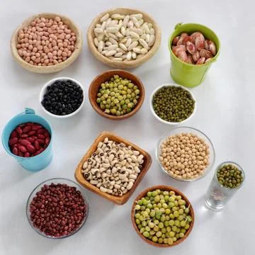 Collection of bean on white background Stock Photos