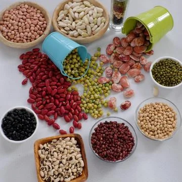 Collection of bean on white background Stock Photos