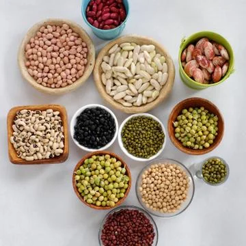 Collection of bean on white background Foto stock