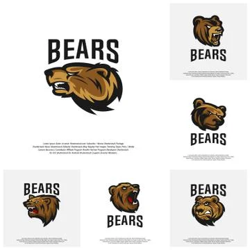 Collection of Bear Logo design vector. Modern professional grizzly bear logo  Stock Illustration