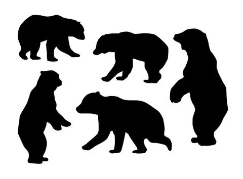 Collection of the Bear Silhouettes. Vector Image Stock Illustration
