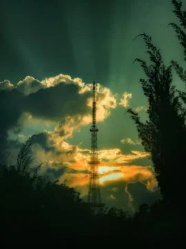 Collection of Beautiful Sunset under Cloudy Sky Stock Photos