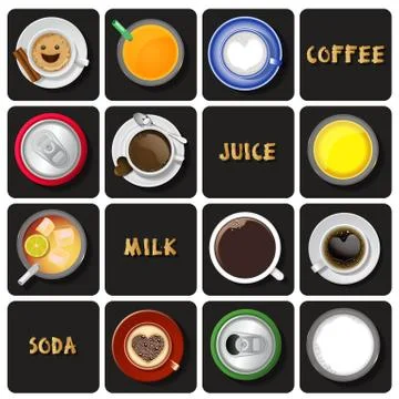 Collection of beverage Stock Illustration