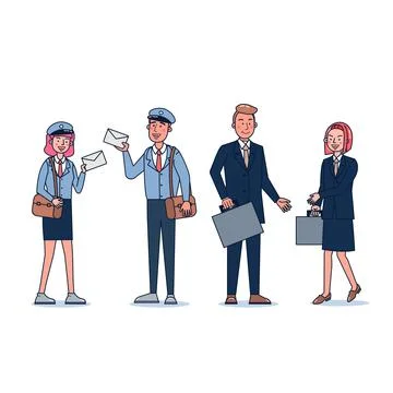 Collection of big set isolated various occupations or profession people wearing Stock Illustration