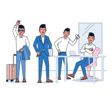 Collection of big set isolated various occupations or profession people wearing Stock Illustration