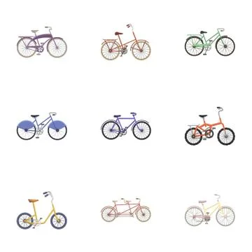 Collection of bikes with different wheels and frames. Different bikes for sport イラスト素材