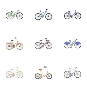 Collection of bikes with different wheels and frames. Different bikes for sport イラスト素材
