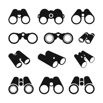 Collection of Binocular Icon Silhouettes, binocular flat icon Svg Stock Illustration