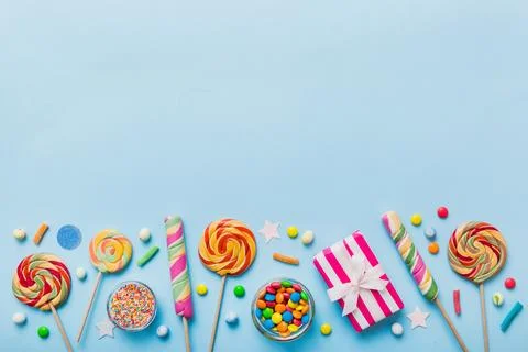Collection of birthday party objects with gift box. Valentines day gift box.  Stock Photos