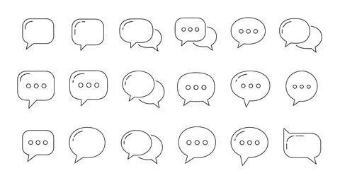 A collection of black and white speech bubbles Stock Illustration