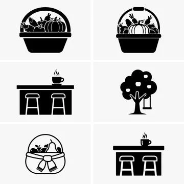 Collection of black and white vector icons displaying a variety of subjects i Stock Illustration