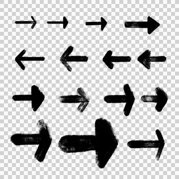 A collection of black arrow shapes for navigation and direction indicators Stock Illustration
