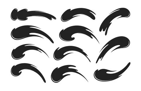 Collection of black brush strokes Stock Illustration
