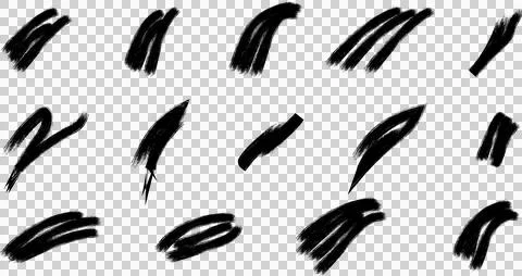 Collection of black brush strokes. Set of artistic paintbrush elements イラスト素材