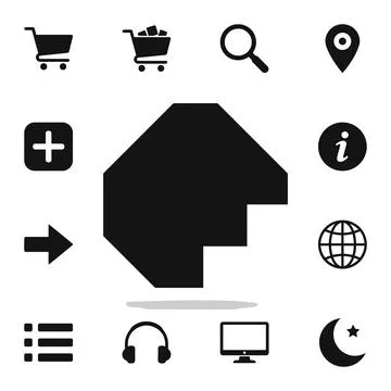 Collection of black flat icons for web and mobile applications including sh.. Stock Illustration