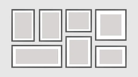 Collection of black frames, stylish black photo イラスト素材