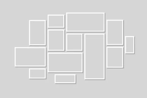 Collection of black frames. Wall picture frame isolated templates Stock Illustration
