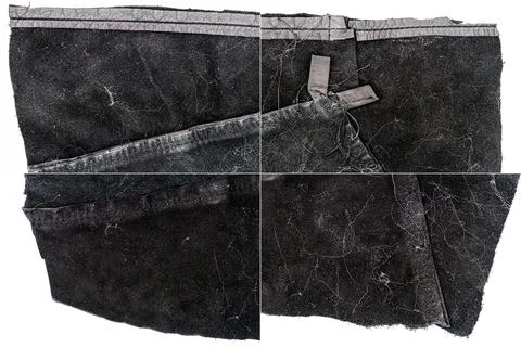 Collection of black leather textures Stock Photos