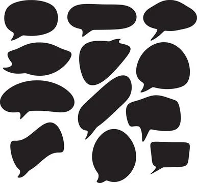 Collection of black silhouette speech bubbles and thought bubbles on transp.. Stock Illustration
