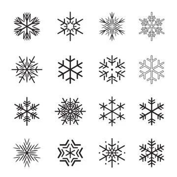 Collection of black Snowflakes. Vector Illustration Stock Illustration