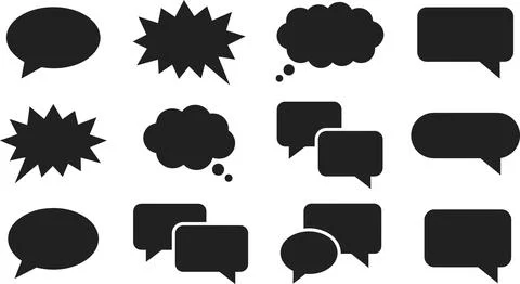 Collection of black speech bubble icons for communication and chat. Illustrazione stock