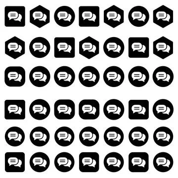 Collection of black speech bubble icons in various shapes including circles.. Stock Illustration