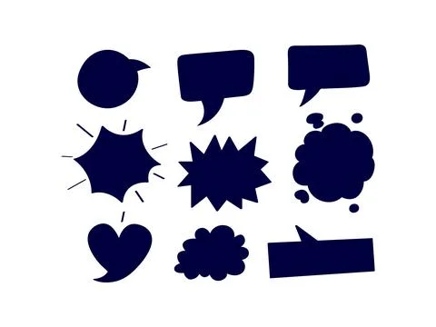 Collection of black speech bubbles in various shapes and styles, vector set i Illustrazione stock