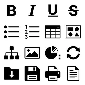 Collection of black vector interface icons for digital applications and web.. Stock Illustration