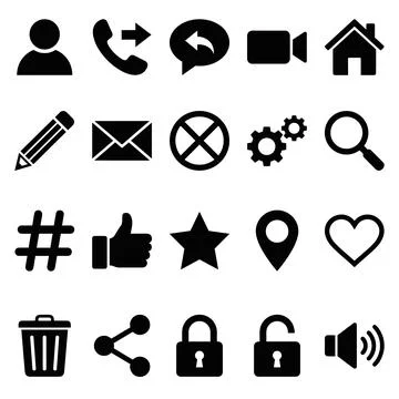 Collection of black vector interface icons for web and mobile applications,.. Stock Illustration