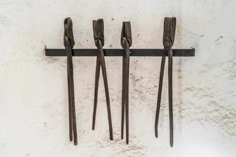 Collection of blacksmith pinchers Stock Photos