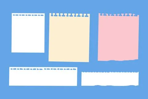 A Collection of Blank and Lined Tear-Off Paper Notes for Writing Memos and .. Stock Illustration