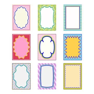 Collection of blank colorful wavy frame border cards Illustrazione stock