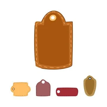 Collection of blank leather textile labels and tags Stock Illustration