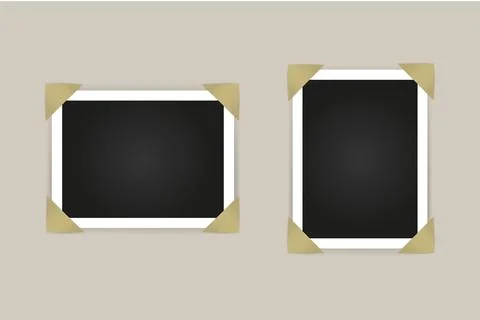 Collection of blank photo frames with adhesive tape, different shadow effects Stock Illustration