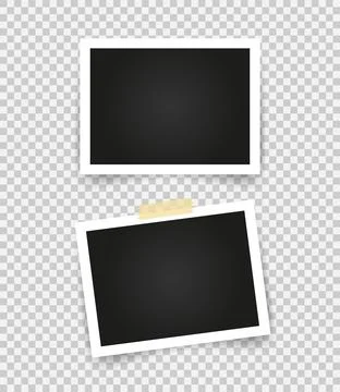 Collection of blank photo frames with adhesive tape, empty space for your Illustration